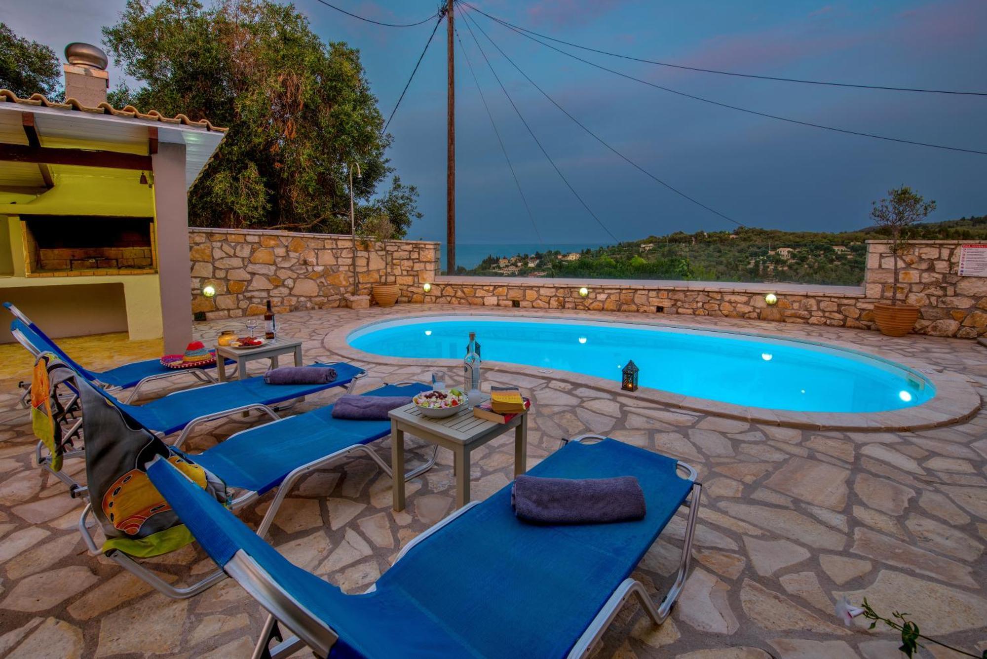 Loggos Seaview Cottage With Private Pool By Konnect Longós المظهر الخارجي الصورة