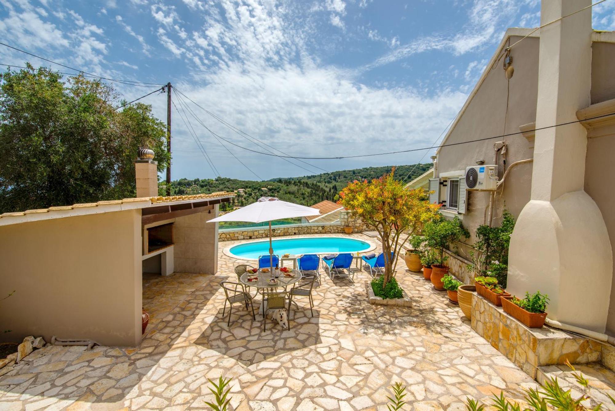 Loggos Seaview Cottage With Private Pool By Konnect Longós المظهر الخارجي الصورة