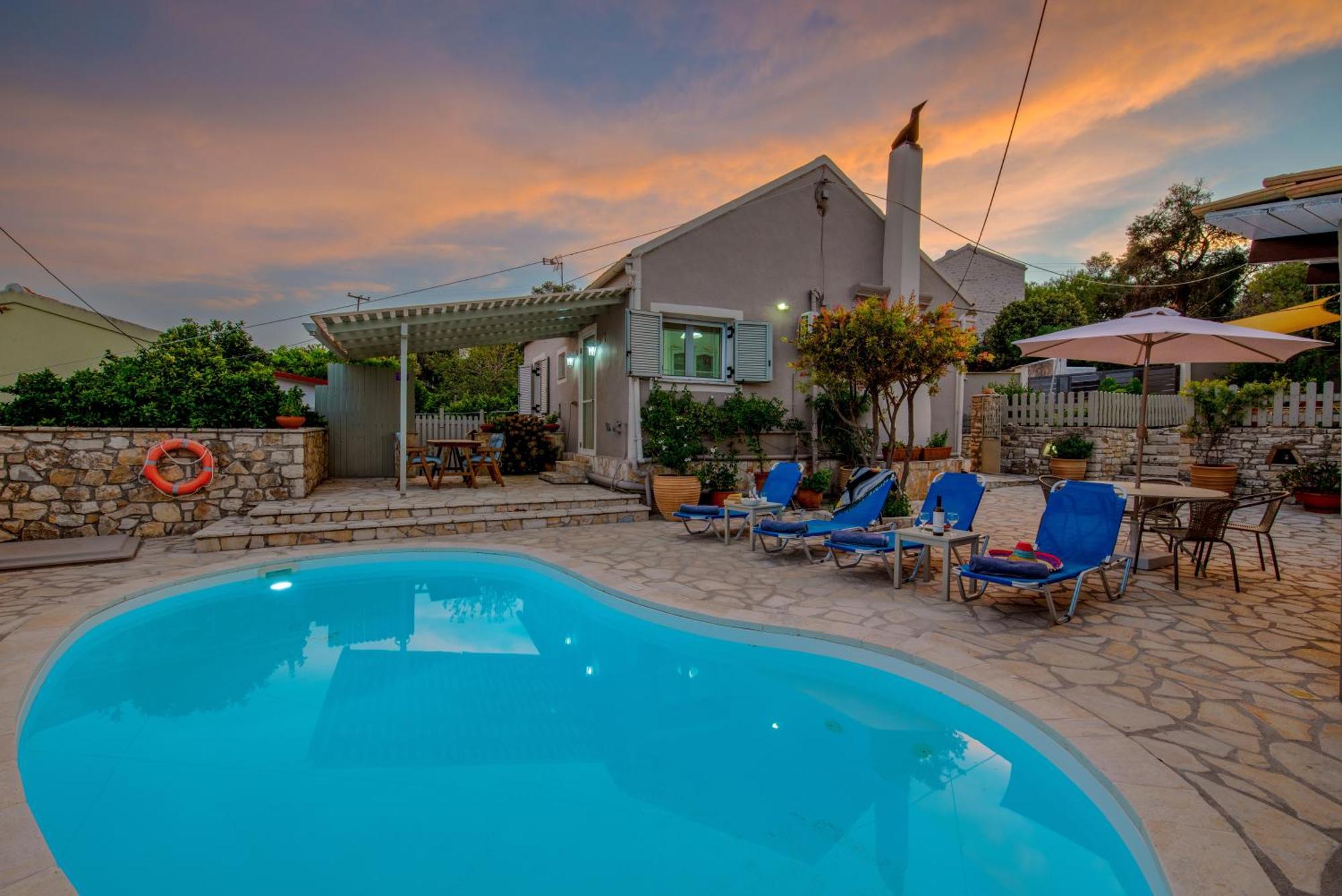 Loggos Seaview Cottage With Private Pool By Konnect Longós المظهر الخارجي الصورة