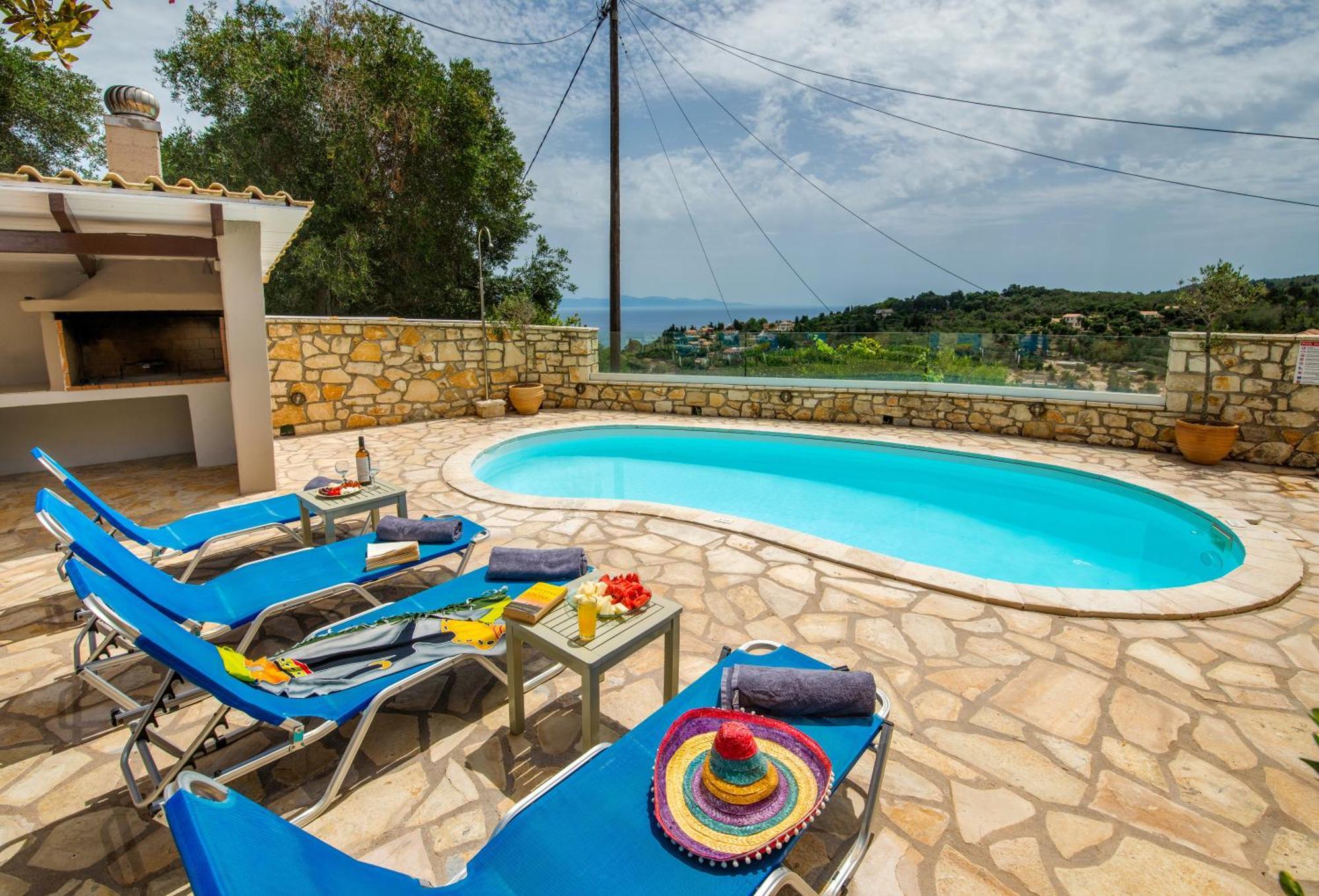 Loggos Seaview Cottage With Private Pool By Konnect Longós المظهر الخارجي الصورة
