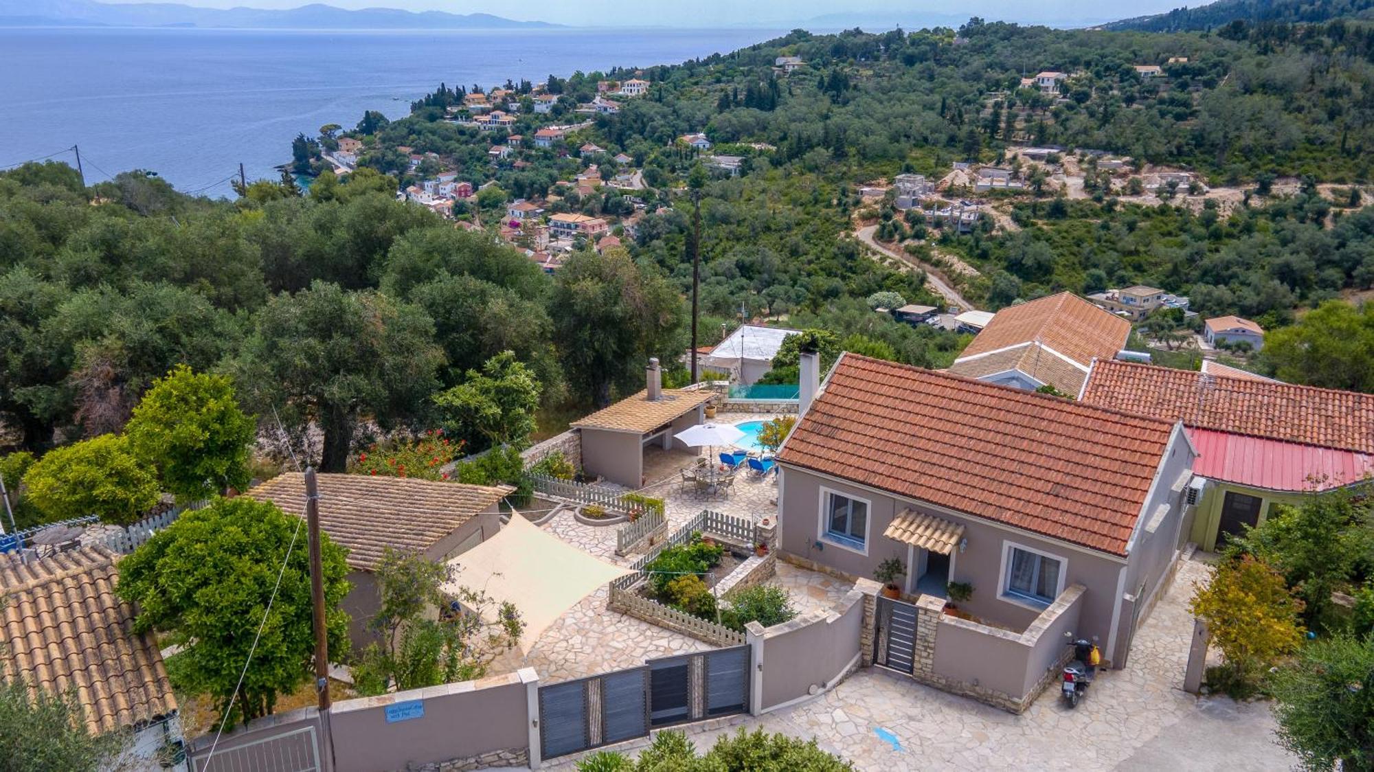 Loggos Seaview Cottage With Private Pool By Konnect Longós المظهر الخارجي الصورة